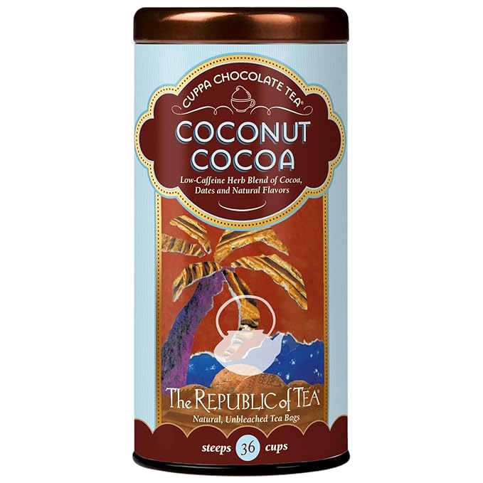 The Republic of Tea – Coconut Cocoa Cuppa Chocolate Tea Bags, Low-Caffeine, 36 Servings