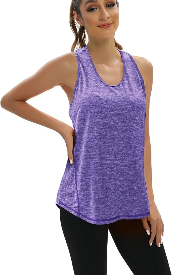 Aeuui Womens Workout Tops Open Back Racerback Tank Tops Sleeveless Yoga Athletic Running Shirts Gym Clothes for Women