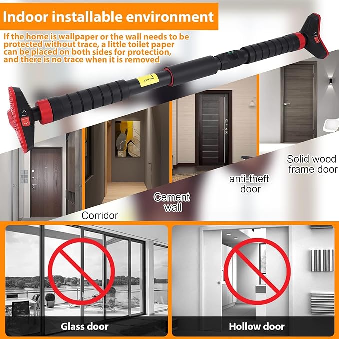 Pull Up Bar, Adjustable Strength Training Bars Without Screw, Adjustable Width Chin Up Bar for Doorway, Max Load 440 Lbs