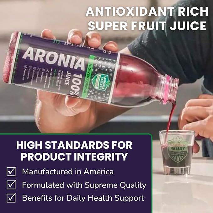 Akronia Valley 100% Aronia Berry Juice | 16 Fl Oz (Pack of 6) One Month Supply | Gluten Free Superfood Juice Drink