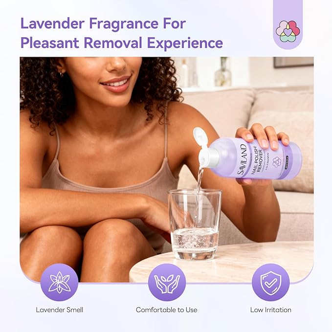 SAVILAND Advanced 5-in-1 Acetone Nail Polish Remover: Soak off Gel Polish Remover Quick and Nourishing Removal Acrylic Nail Glue Dip Powder with Essential Oils for Home Salon 240 ml