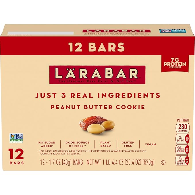 Larabar Peanut Butter Cookie, Gluten Free Vegan Fruit & Nut Bars, 12 ct