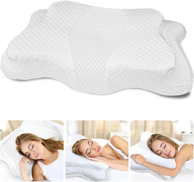 Memory Foam Pillows, Cervical Pillow for Neck and Shoulder Pain Relief, Ergonomic Contour Bed Pillow, Soft for Side Sleep Stomach Sleeping and Back Sleeper