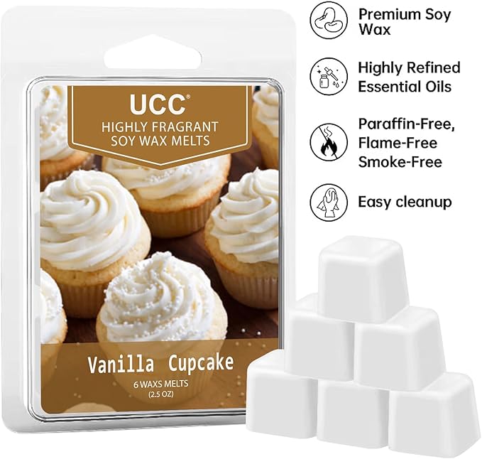 UCC Plant Based All Natural Wax Melts, Strong Fragrance, Long Lasting Premium Soy Scented Melts Cubes, Wax Melts Tarts, Colored Wax Melt - 4 Pack