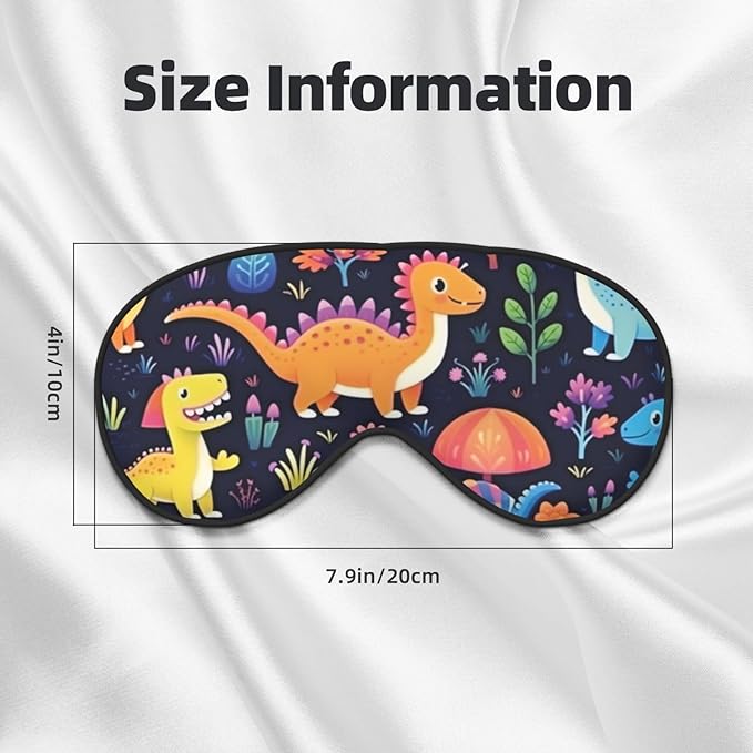 Sleep Eye Mask Cute Dinosaur Jungle Floral Sleep Mask for Women Men Comfortable Eye Mask with Adjustable Strap Soft Eye Cover Blindfold for Travel Yoga Nap Shift Work