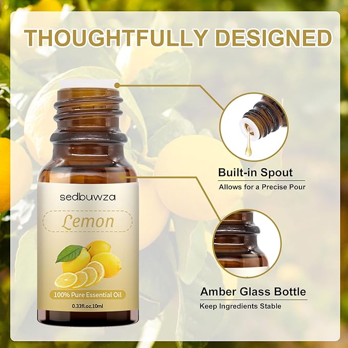 Lemon Essential Oil, Pure Organic Lemon Fragrance Oil for Diffuser, Humidifier, Soap, Candle, Perfume