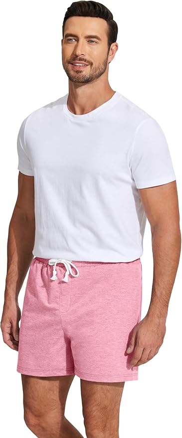 Deyeek 5.5 Inch Mens Pajama Shorts Sleep Cotton Lounge PJ Lightweight Elastic Waist Drawstring Nightwear Bottom with Pockets
