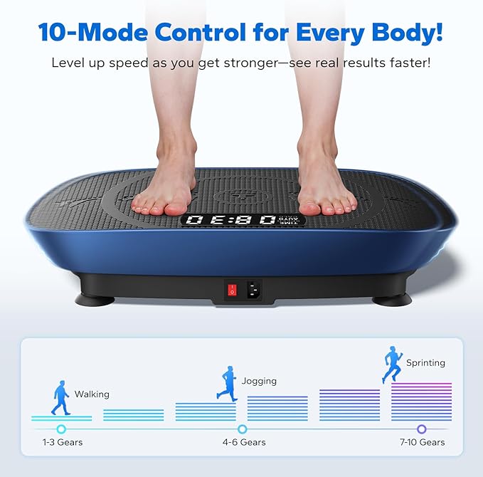 MERACH Vibration Plate Exercise Machine, Slim Vibration Plate for Lymphatic Drainage Weight Loss, Vibrating Plate with Real-Time Calorie Tracking on LED Display, Workout Equipment for Home Women Men