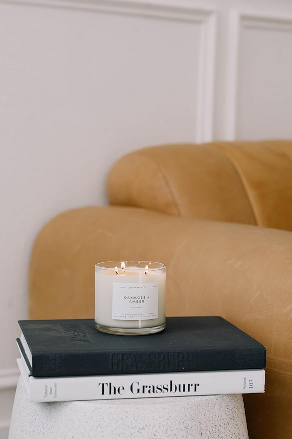 Calyan Wax Co. 3 Wick Candle, Apples + Maple Bourbon Scented Candle, 43 Hour Burn Time, 3 Wick Soy Candles, Non Toxic & Vegan Soy Wax, Glass Jar Scented Candles, 14.9oz
