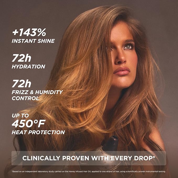 Gisou Honey Infused Hair Oil - Hydrating & Frizz Control Treatment with Mirsalehi Honey, Adds Shine & Heat Protectant for All Hair Types, 0.7 Fl Oz