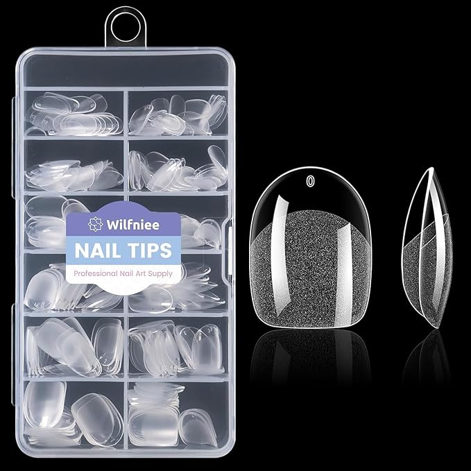 Short Oval Round Nail Tips, 240PCS Soft Gel Pre-shaped Half Matte Short Round Gel Nail Tips, 12 Sizes Full Cover Acrylic Press on Fake Nails for Nail Extension Art DIY Nail Salon