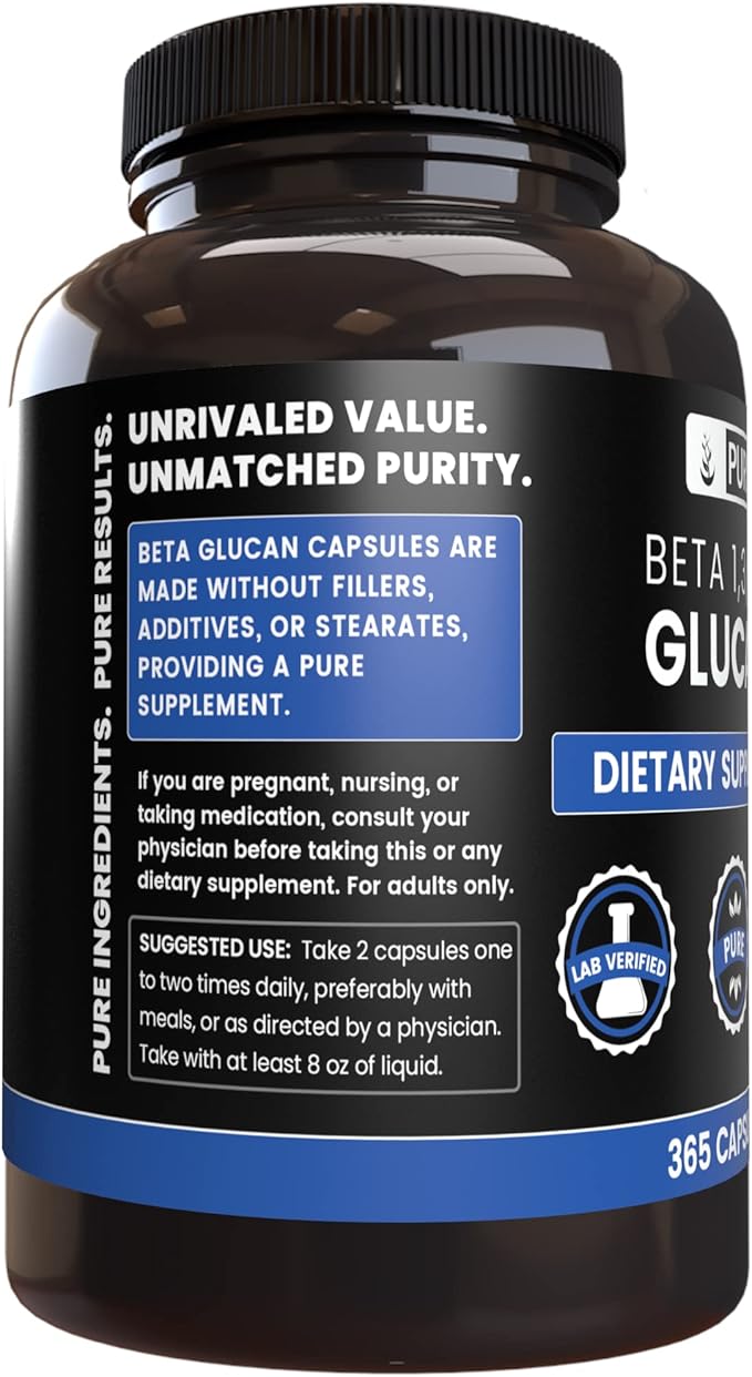 PURE ORIGINAL INGREDIENTS Beta Glucan 1,3/1,6, (365 Capsules) No Magnesium Or Rice Fillers, Always Pure, Lab Verified