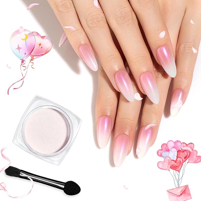 beetles Gel Polish Glitter Chrome Nail Powder for Gel Nail,Mermaid Premium Salon Nail Glitter Mirror Pearl Effect Manicure Kit for Nail Art Design, 1g for Girls 2024 Nail Trend DIY