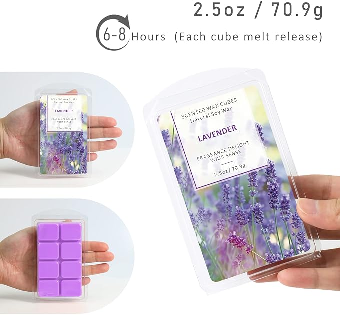 SCENTORINI Wax Melts, Scented Wax Melts Wax Cubes Strong Scent, Natural Soy Wax for Wax Warmer 4 Pack- Ocean Breeze, Vanilla Coconut, Cinnamon, Lavender
