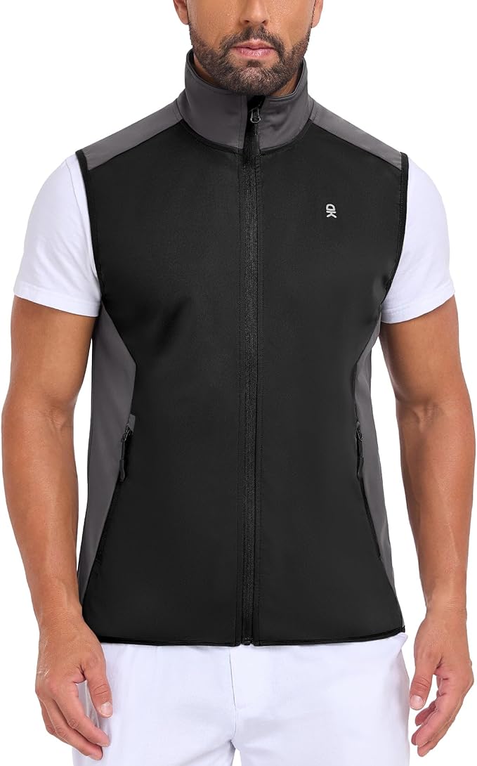 Little Donkey Andy Men's Water-resistant Outerwear Vests, Stretch Windproof Vest for Cycling, Running, Golf