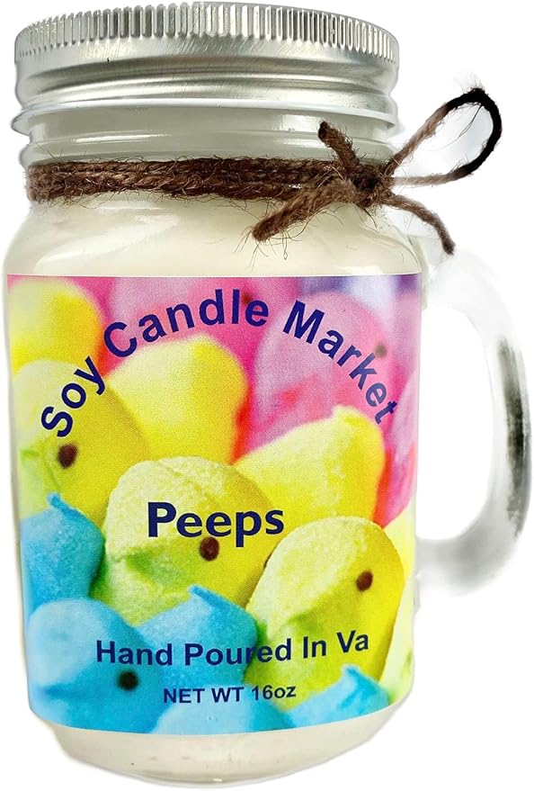 Soy Scented Candles | Handmade & Highly Aromatic Candles Burns Upto 85 Hours in Glass Jar - Perfect for Home Decor, Wedding, Birthday, Dinner (Peeps, 12 oz)