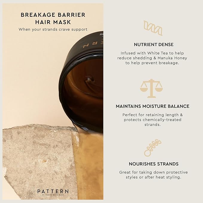 PATTERN Beauty by Tracee Ellis Ross Breakage Barrier Mask formerly Transition Mask w Moisturizing Manuka Honey & White Tea for Curly Hair 3a-4c
