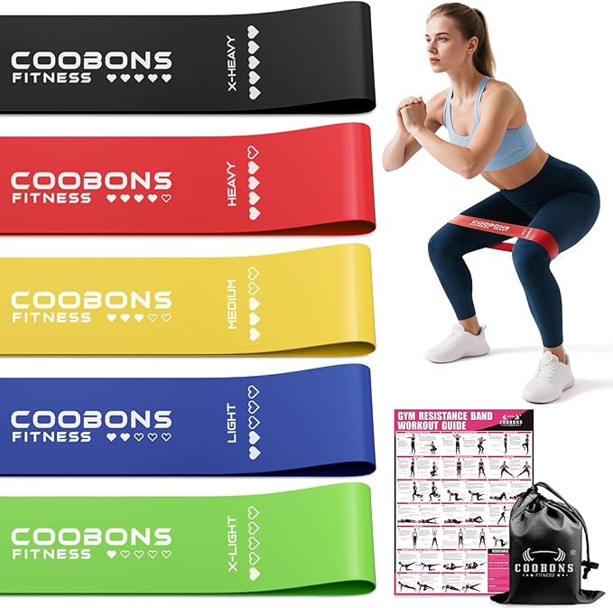 Resistance Bands for Working Out, Exercise Bands Resistance Bands Set with 5 Resistance Levels, Latex Loop Bands for Women Men, Workout Bands for Legs, Glutes, Strength Training, Yoga, Home Gym