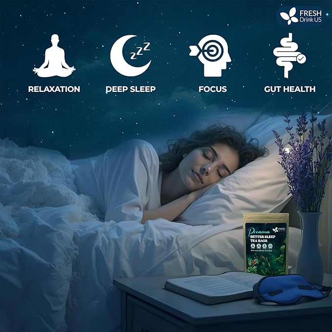 FreshDrinkUS, Premium 135 Tea Bags Better Sleep Herbal Tea | Caffeine-Free Loose Leaf Blend with Spearmint Leaves, Lemongrass Leaves, and Hawthorn Berry โ Naturally Refreshing and Aromatic.