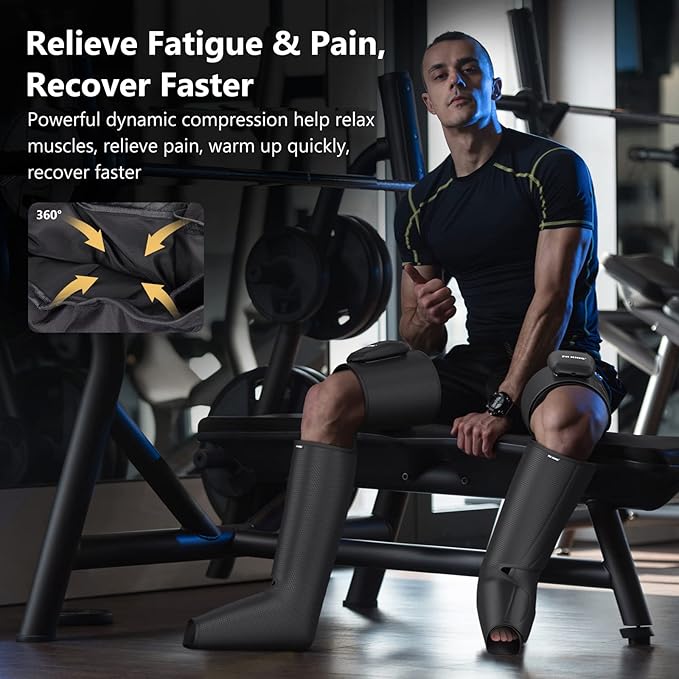 FIT KING Cordless Compression Boots Full Leg Compression Massager, Rechargeable Portable Foot and Calf Massager for Circulation, Pain Relief & Fast Recovery, No External Long Hoses | Xmas Gift