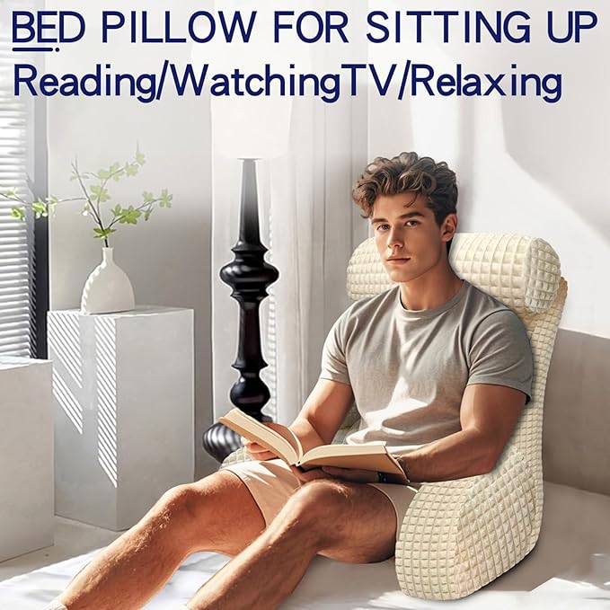 Back Pillow for Bed Sitting Up, Reading Pillow, Extra Large Arm Pillows for Adults for Back Support,Bed Pillow for Sitting up for Watching TV/Gaming/Relaxing