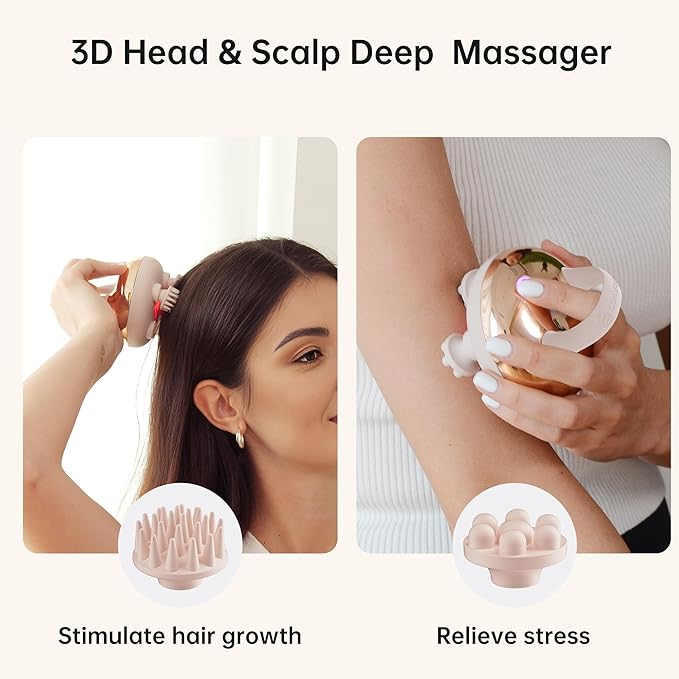 COMFIER Cordless Scalp Massager Hair Growth with 3 kneading Modes, Gifts,Waterproof Head Massage with 8 Claws for Deep Cleansing,Head Scratcher,Body Massager for Stress Relief,Cat Massage