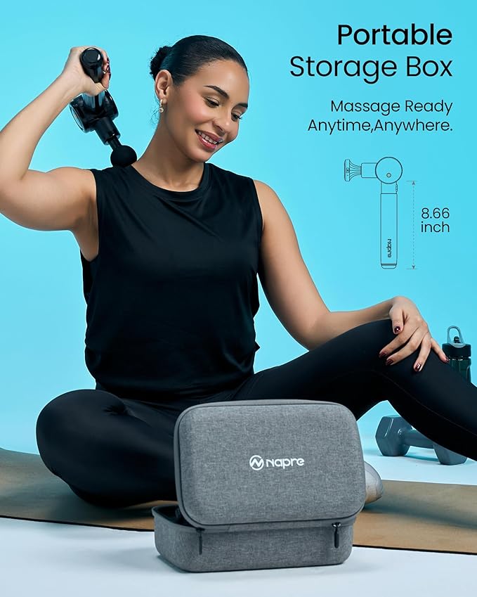 Massage Gun with Heat,Massage Gun Deep Tissue with Extension Handle & 3 Adjustable Angles,Handheld Percussion Back Massager for Muscle/Neck/Body Pain Relief with Portable Case,Black