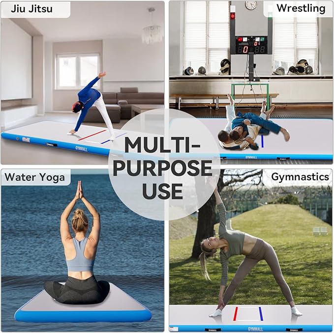 Wrestling Mat Inflatable 5FT/6.6FT/10FT/13FT/16.5FT, Foldable 4" Thick Jiu Jitsu Mats for Home Outdoor Indoor, Waterproof PVC Mat for Gymnastics, Water Yoga, PE Training, BJJ, MMA, Grappling