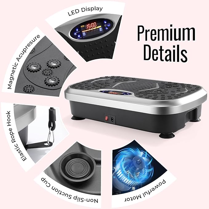 Arlopu 3D Vibration Plate Exercise Machine for Weight Loss & Lymphatic Drainage, Full Body Workout Shake Board Vibration Platform with Loop Bands & Remote, Home Gym Equipment for Toning/Recovery