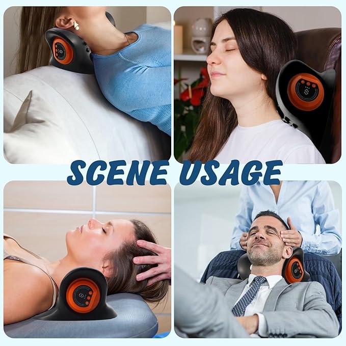 Neck Massager for Pain Relief,Portable Electric Massage Pillow with Heat,Deep Tissue Relaxation for Neck,Shoulders,Back,Perfect for Home, Office,Travel