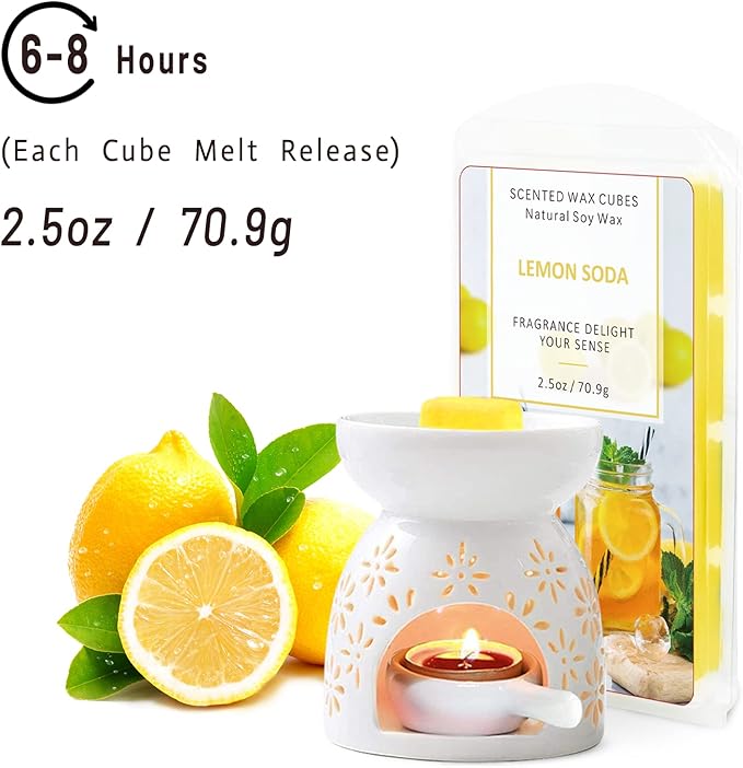 SCENTORINI Wax Melts, Scented Wax Melts for Wax Warmer Vanilla & Ice Cream, Lemon Soda, Marshmallow, Baby Powder, Rosemary & Black Currant, Passion Fruit, Chocolate, Peach Bellini 8 X 2.5 OZ