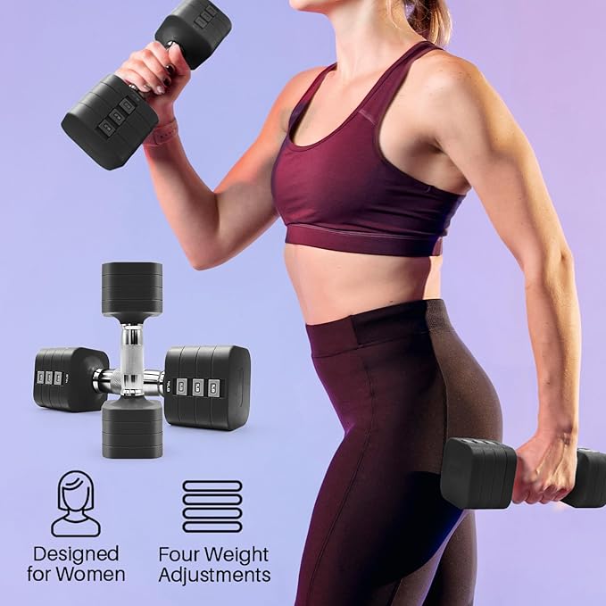 20LBS Adjustable Dumbbell Set, 4 in 1 Free Weights Dumbbells Set for,4lb 6lb 8lb 10lb, with Metal Non Slip Handle,Quick Change,Home Gym Strength Training Equipment for Men and Women