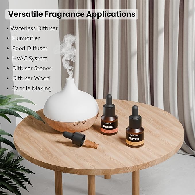 Hotel Diffuser Oil & Fragrance Scent Oil Inspired Baccarat - Essential Oil Blend for Home HVAC, Cold-Air & Ultrasonic Diffusers 15mL Glass Dropper Bottle with Luxury 5-Star Hotel Aromatherapy