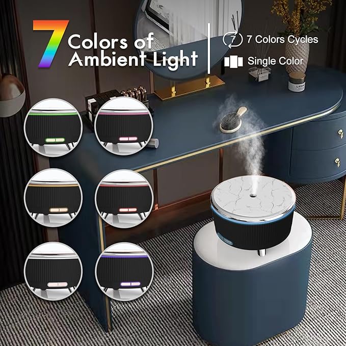 Diffusers for Essential Oils Large Room, 500ml Aromatherapy Diffuser Cool Mist Humidifier with Remote Control,7 Colors Lights & 3 Mist Mode Waterless Auto Off for Women Office Home Black Sliver