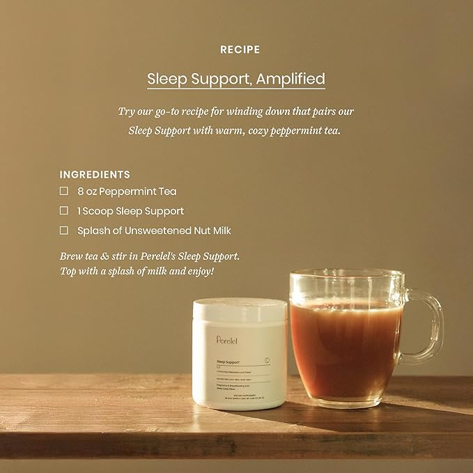 Perelel Sleep Support Magnesium Powder Blend with Lemon Balm, Relaxing Herbal Formula, Soy & Gluten Free, Non GMO, Honey Lemon Flavor, 2.96 Oz