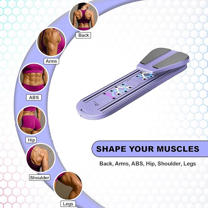 Pilates Board โ Upgraded Foldable Pilates Reformer, 8 in 1 Pilates Board Set for Home Workout, 15 in 1 Abdominal Trainer Board to Revolutionize Your Fitness