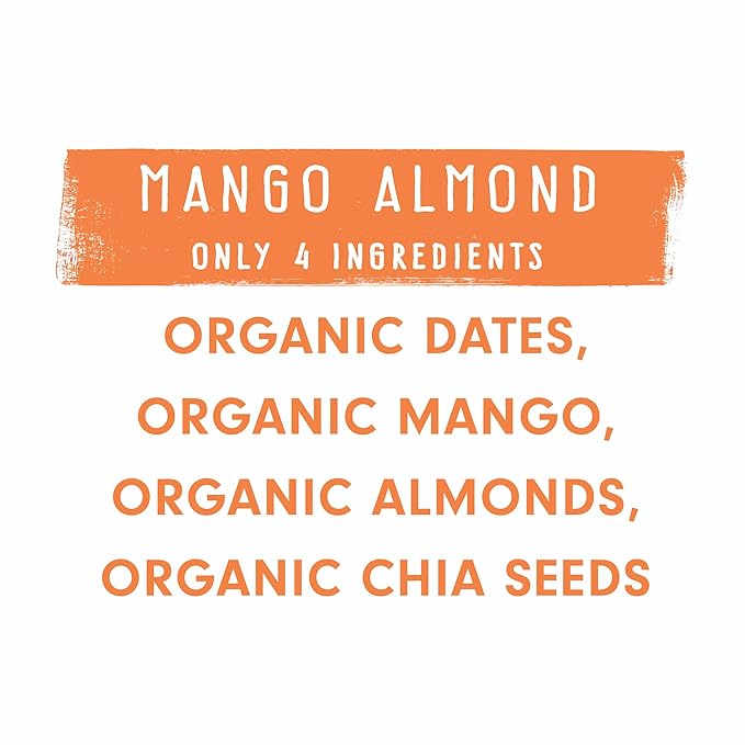 JONESBAR (Mango Almond, 12 Count (Pack of 1)) USDA Organic Fruit & Nut Bar, Non-GMO, Kosher, Vegan, Gluten Free, Simple Snack Bar