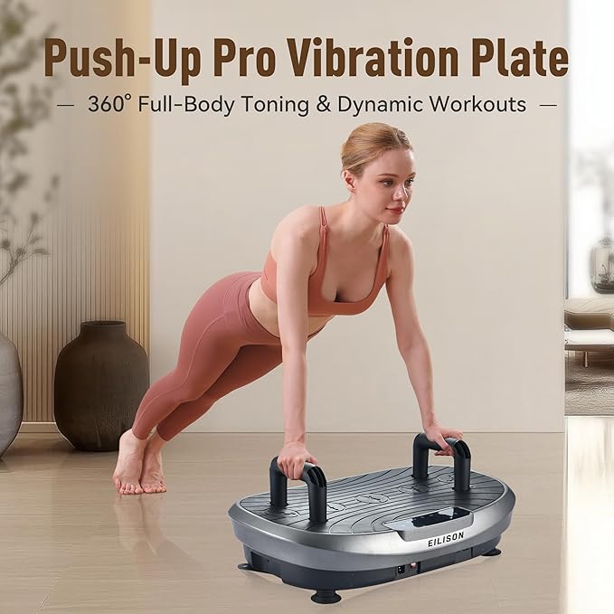 EILISON FITABS 3D Vibration Plate Exercise Machine with Seat - Ocsillation, Pulsation + Vibration Platform, Push Up | Vibration Machine for Lymphatic Drainage, Weight Loss, Recovery