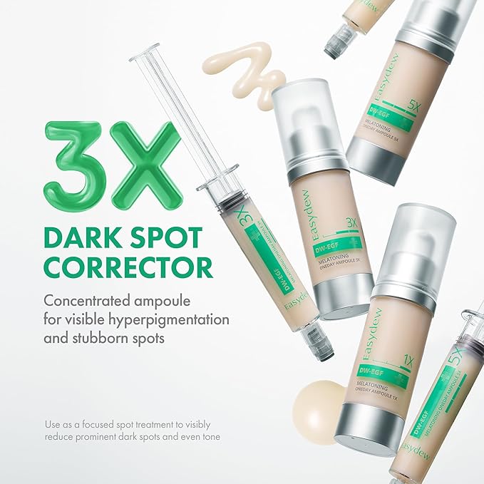 Easydew DW-EGF Melatoning Ampoule 3X - Hydrating Dark Spot Serum with Niacinamide & Glutathione for Uneven Skin - Fast Absorbing Day & Night Ampoule Korean Skin Care (Bottle 1.01 fl oz, EGF 3X)