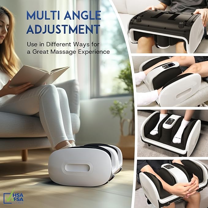 yoyomax Shiatsu Foot Massager with Heat & Ice Therapy, Plantar Fasciitis & Neuropathy Relief, Deep Kneading Shiatsu for Feet-Calf-Arm-Ankle Relaxation at Home/Office, Idea Gifts for Women & Men-White