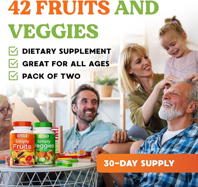 Simply Nature's Pledge - Packed with Over 40 Different Fruits & Vegetables - Made with Whole Food Superfoods - with Aloe Vera – 100% Soy Free - 90 Count (Pack of 2)