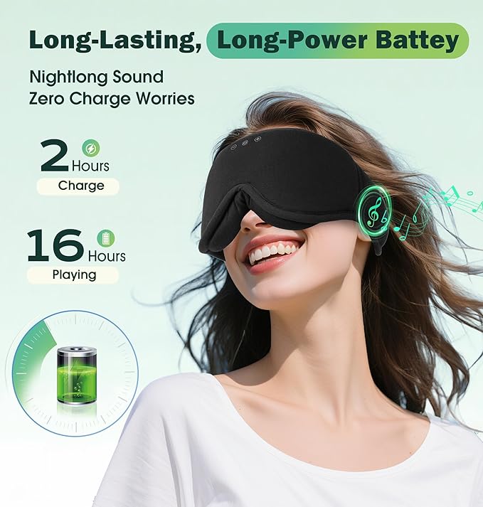 Sleep Mask with Headphones Bluetooth 5.4๏ผLC-dolida 2025 New 3D Bluetooth Sleep Mask Headphones with Soft Bamboo Cotton for Side Sleepers Women Men, Sustainable Luxury for Better Sleep