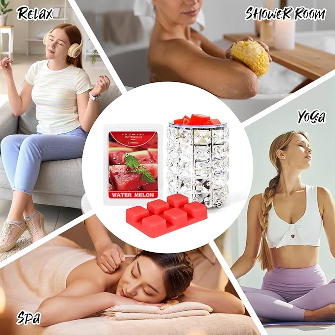 STRN Wax Melts Soy Wax Cubes 4 Pack Watermelon Scented, Long-Lasting Fragrance Scented Wax Cubes for Warmers Natural Soy Wax for Candle Wax Melts (4 x 1.25oz)