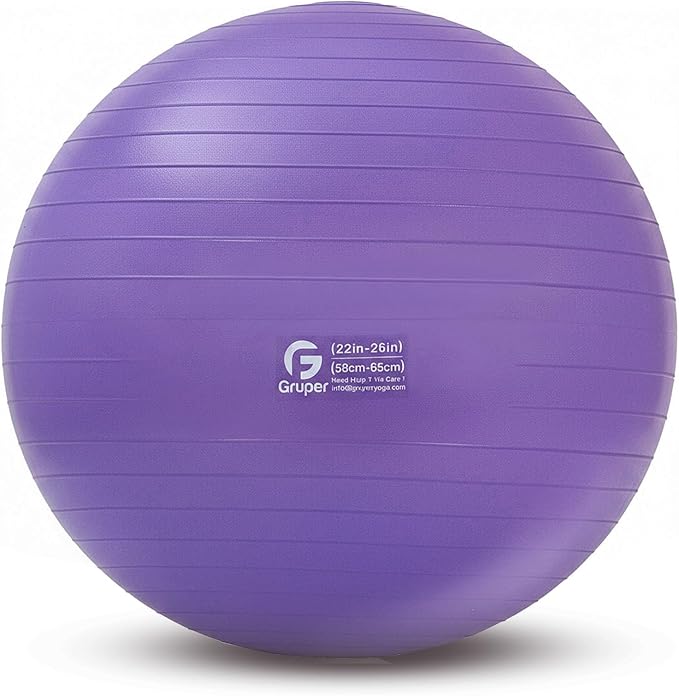 Gruper Yoga Ball and Pilates Ball,4 Sizes Exercise Ball for Fitness, Workout, Pregnancy and Physical Therapy,Quick Pump Included,Great as Yoga Ball Chair for Office or Home Gym Equipment