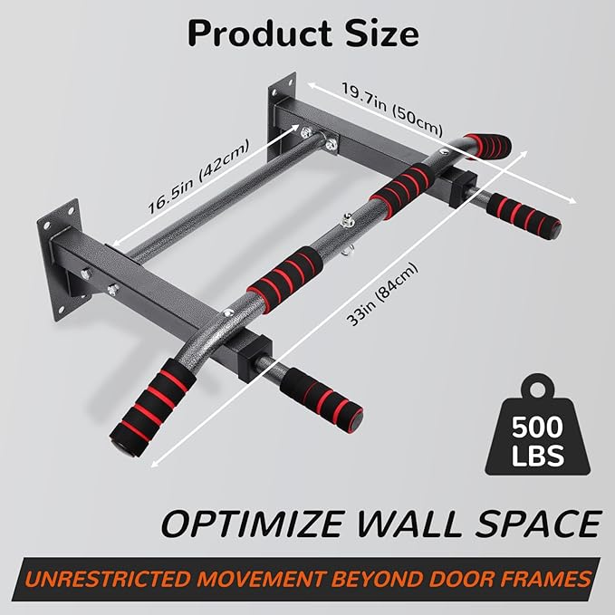Pull Up Bar Wall Mounted Multifunctional Wall Mounted Pull Up Bar for Home Gym Workout Strength Training Equipment (Silver)