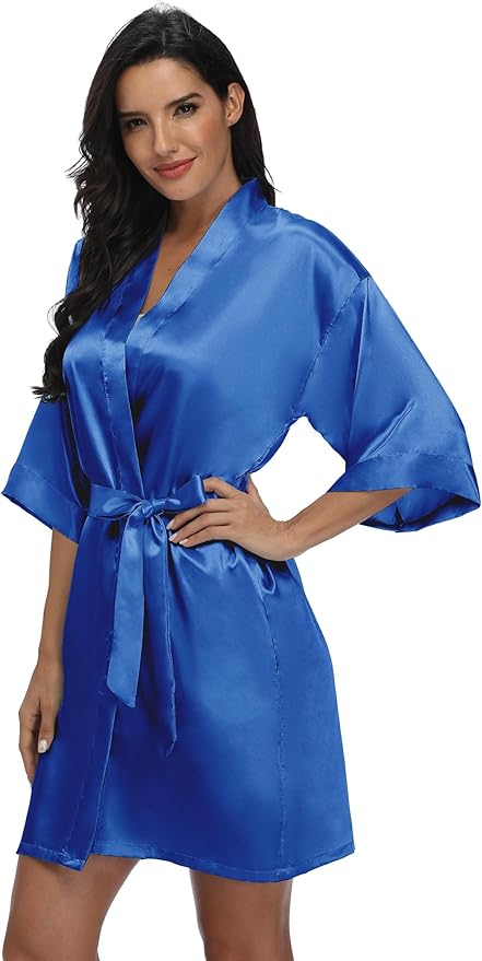 Women's Pure Short Silky Robes Bridesmaid Bride Party Satin Robes Sleepwear