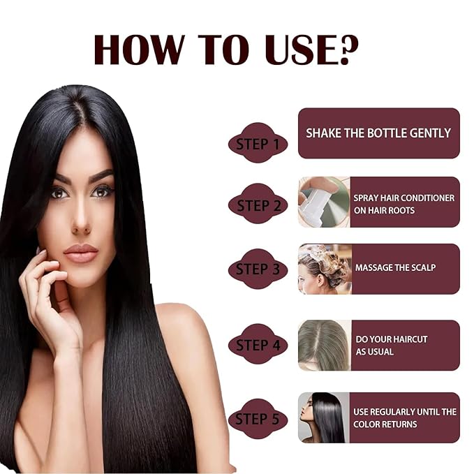 Herbal Gray Hair, Hair Darkening Conditioner Spray, Herbal Hair Coloring Spray, Hair Coloring Essence for 4 Weeks Gradual Results,Natural Hair Darkening Conditioner for Color Revival (2pcs)