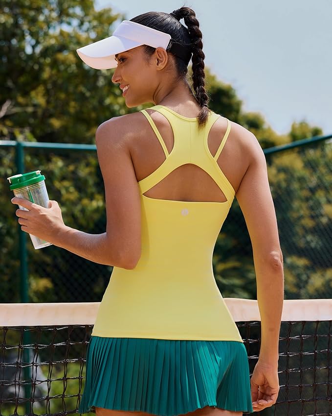 RUNNING GIRL Workout Tank Tops with Built in Bras for Women,Compression Shirt Strappy Back Athletic Yoga Tops