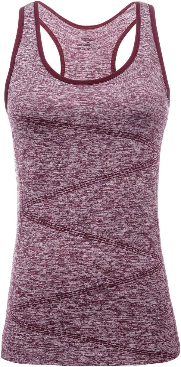 Disbest Yoga Tank Top, Women's Performance Stretchy Quick Dry Sports Workout Running Top Vest with Removable Pads