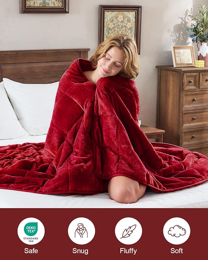 Super Fuzzy Soft Sherpa Fleece Weighted Blanket, 15 lbs Dual Sided Fluffy Heavy Weighted Blankets for Adults - No Bunching with Double Layers of Soft Inner Lining (48"x 72", 15 Pounds)